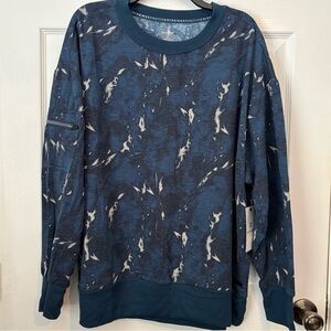 Nine West Active Sweatshirt Women’s Plus Size 2X Navy Print NWT